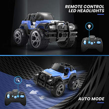 Load image into Gallery viewer, DEERC DE42 Remote Control Car RC Racing Cars,1:18 Scale 80 Min Play 2.4Ghz LED Light Auto Mode Off Road RC Trucks with Storage Case,All Terrain SUV Jeep Cars Toys Gifts for Boys Kids Girls Teens,Blue
