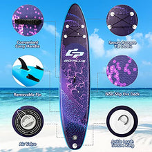Load image into Gallery viewer, Goplus Inflatable Stand up Paddle Board Surfboard SUP Board with Adjustable Paddle Carry Bag Manual Pump Repair Kit Removable Fin for All Skill Levels, 6" Thick (Purple, 11FT)
