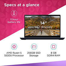 Load image into Gallery viewer, Lenovo IdeaPad 3 Laptop, 14.0" FHD (1920 x 1080) Display, AMD Ryzen 5 5500U Processor, 8GB DDR4 RAM, 256GB NVMe TLC SSD Storage, AMD Radeon 7 Graphics, Windows 11 Home, 82KT00GVUS, Abyss Blue
