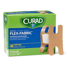 Load image into Gallery viewer, Curad Fabric Adhesive Knuckle Bandages, Finger Bandages for Knuckles (Pack of 100), Natural
