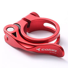 Load image into Gallery viewer, corki Quick Release Bicycle Seatpost Clamp Sandblasting Anodised Aluminum Alloy 34.9MM Red KC89
