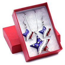 Load image into Gallery viewer, Soulbreezecollection USA American Flag Stars Patriotic 4th of July Independence Day Pendant Necklace &amp; Dangle Earrings Set
