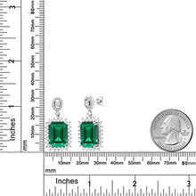 Load image into Gallery viewer, Gem Stone King 925 Sterling Silver Green Simulated Emerald Earrings For Women (13.60 Cttw Emerald Cut 14X10MM)
