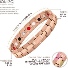 Load image into Gallery viewer, IONICO Rose - Gold Magnetic Therapy Bracelet for Women | Reliefs Arthritis, Carpal Tunnel, migraine, Pain, Blood Pressure | Strong Alternative Medicine Health Energy with Unique Healing Power
