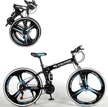 Load image into Gallery viewer, 26 inch 21 Speed Folding Mountain Bike High Carbon Steel, Full Suspension MTB Bicycle for Adult, Double Disc Brake Outroad Mountain Bicycle for Men Women,Fast Delivery [ USA in Stock ] (a)
