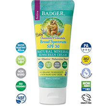 Load image into Gallery viewer, Badger - SPF 30 Baby Sunscreen Cream with Zinc Oxide, 2.9 fl oz &amp; SPF 35 Clear Zinc Sport Sunscreen Stick, Unscented, 0.65 oz
