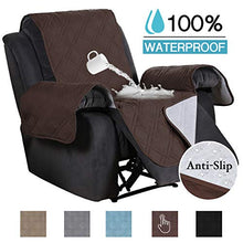 Load image into Gallery viewer, 100% Waterproof Non-Slip Furniture Covers for Leather Recliner Covers for Large Recliner Seat Width Up to 30 Inch Couch Covers with Non Slip Backing (Oversized Recliner: Seat Width Up to 30", Brown)
