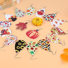 Load image into Gallery viewer, Florideco 16 Pairs Fall Faux Leather Earrings for Women Autumn Teardrop Dangle Earrings Set Pumpkin Sunflower Maple Leaf Thanksgiving Jewelry (Style E)
