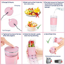 Load image into Gallery viewer, Portable Blender, Cordless Personal Blender Juicer, Mini Mixer, Smoothies Maker Fruit Blender Cup With USB Rechargeable, 10oz/300ml for Home, Office, Sports, Travel, Outdoors, by Aeitto, Pink
