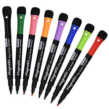 Load image into Gallery viewer, Magnetic Dry Erase Markers, (8 Pack) Dealkits Low Odor White Board Markers Whiteboard Markers with Erasers for Kids Teacher Supplies for Classroom Work on White Board, Calender, Fine Tip Point
