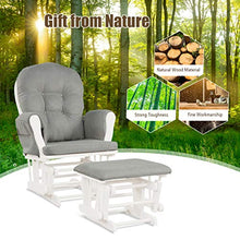 Load image into Gallery viewer, Costzon Baby Glider and Ottoman Cushion Set, Wood Baby Rocker Nursery Furniture, Upholstered Comfort Nursery Chair &amp; Ottoman with Padded Arms (Light Gray)
