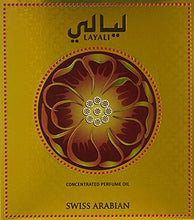 Load image into Gallery viewer, LAYALI Perfume Oil for Women 15mL | Delicate Florals with sultry Black Currant, Plum, Ylang, Rose, Jasmine and Amber | Natural Alcohol Free Attar | Exotic Body Oil by Artisan Swiss Arabian Oud
