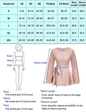 Load image into Gallery viewer, Kate Kasin Self Tie Dressy Work Blouse Tunic Tops Crew Neck Long Sleeve A Line Peplum Shirt Top Black X-Large
