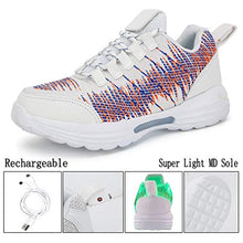 Load image into Gallery viewer, Hotdingding Fiber Optic LED Shoes Light Up Shoes for Women Men USB Charging Flashing Luminous Trainers for Festivals Christmas Party White
