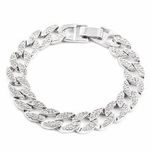 Load image into Gallery viewer, Bling-ed Out Diamonds Shining Everywhere Silver Hip Hop Sq Watch Cuban Bracelet with Ring Set-L0513 (11, Silver)
