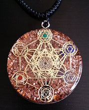 Load image into Gallery viewer, Metatron's Cube Merkaba 7 Chakras w/Crystals Stones Orgone Pendant Generator Energy Accumulator EMF Protection 2.25 inch
