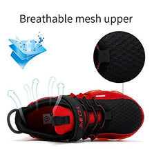 Load image into Gallery viewer, JMFCHI Boys Girls Kids' Sneakers Knitted Mesh Sports Shoes Breathable Lightweight Running Shoes for Kids Fashion Athletic Casual Shoes Black/Red Size 4
