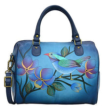 Load image into Gallery viewer, Anna by Anuschka womens Zip Around Satchel Handbag Genuine Leather, Lonesome Bird Denim, One Size US
