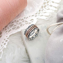 Load image into Gallery viewer, Paz Creations .925 Sterling Silver and Rose Gold Over Silver Spinner Ring (7), Made in Israel
