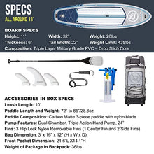 Load image into Gallery viewer, iROCKER All-Around Inflatable Stand Up Paddle Board, Extremely Stable 11' Long x 32" Wide x 6" Thick Premium SUP with Roller Bag, Carbon Paddle, Pump, Leash, Fins &amp; Repair Kit, Orange
