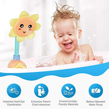 Load image into Gallery viewer, KINDIARY Baby Bath Shower Toy for Toddlers, Battery Operated Sunflower Water Squirt Shower Faucet and Bathtub Water Pump for Infants
