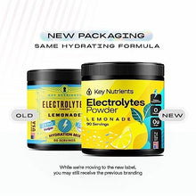 Load image into Gallery viewer, KEY NUTRIENTS Electrolytes Powder No Sugar - Refreshing Lemonade Electrolyte Drink Mix - Hydration Powder - No Calories, Gluten Free - Powder and Packets (20, 40 or 90 Servings)
