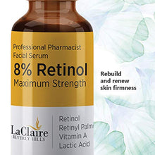 Load image into Gallery viewer, LaClaire 8% Retinol Complex Serum - Best Retinol Serum for Wrinkle Repair &amp; Hyperpigmentation Treatment, Vitamin A Serum, Best Retinol Serum, Retinol Serum, Retinol super strength (30ml/1oz)
