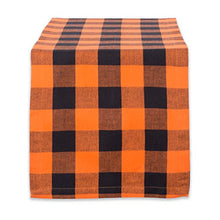 Load image into Gallery viewer, DII Classic Buffalo Check Tabletop Collection for Family Dinners, Special Occasions, Barbeques, Picnics and Everyday Use, 100% Cotton, Machine Washable, Table Runner, 14x72, Orange &amp; Black
