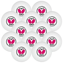 Load image into Gallery viewer, Butterfly R40+ Table Tennis Balls - 40mm White Ping Pong Ball - ITTF Certified Professional Table Tennis Ball- Poly Table Tennis Ball - 3 Pack or 12 Pack
