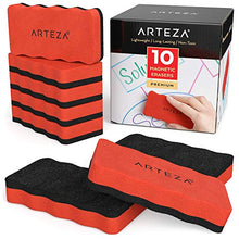 Load image into Gallery viewer, Arteza Magnetic Dry-Erase Board Foam Erasers, Set of 10, Ergonomic Shape with Thick Felt Pad, Office Supplies for Whiteboards, Lapboards, and Glass Boards
