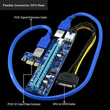 Load image into Gallery viewer, FebSmart PCI-E Riser for Bitcoin Litecoin ETH Coin Mining 6 PIN Powered PCIE Extension Cable GPU Riser Ethereum Mining ETH GPU Extension Cable PCIEX1 to PCIE X16 VER006C GPU Riser(Blue 6-PCS)
