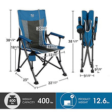 Load image into Gallery viewer, TIMBER RIDGE Ovesized Folding Camping Chair with Padded Hard Armrest, High Back Lawn Chair with Cup Holder, Portable Outdoor Chair Heavy Duty 400lb for Fishing, Hiking, Including Carry Bag (Blue)
