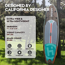 Load image into Gallery viewer, Highpi Inflatable Stand Up Paddle Board 11'x33''x6''W Premium SUP Accessories &amp; Backpack, Wide Stance, Surf Control, Non-Slip Deck, Leash, Paddle and Pump, Standing Boat for Youth &amp; Adult…
