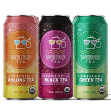 Load image into Gallery viewer, Drink Weird - Weird Tea, Best Sellers Variety Pack, Certified Organic Functional Iced Tea with 80mg of Natural Caffeine, 12 Pack of 16oz Cans

