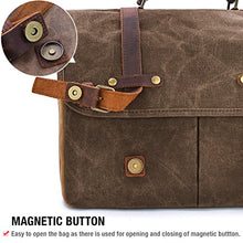Load image into Gallery viewer, Mens Messenger Bag 15.6 Inch Waterproof Vintage Genuine Leather Waxed Canvas Briefcase Large Satchel Shoulder Bag Rugged Leather Computer Laptop Bag, Brown
