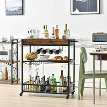Load image into Gallery viewer, Bar Carts for The Home, Mini Home Bar with Wheels, Industrial Mobile Wine Trolley with Wine Rack and Glass Holder, for Outdoor/Living/Kitchen
