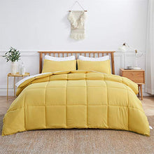 Load image into Gallery viewer, VEEYOO Comforter Set King Size - All Season Soft Quilted Down Alternative Duvet Insert with Corner Tabs - Plush Microfiber Fill - Warmth Hypoallergenic Bed Comforter Set 3 Pieces, Yellow
