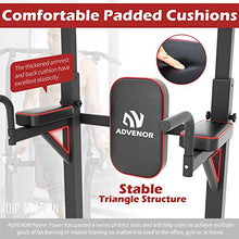 Load image into Gallery viewer, ADVENOR Power Tower Dip Station Pull Up Bar for Home Gym Dip Stands Strength Training Workout Equipment (RED)
