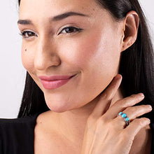 Load image into Gallery viewer, American West Sterling Silver Sleeping Beauty Turquoise Gemstone 3-Stone Friendship Ring Size 5
