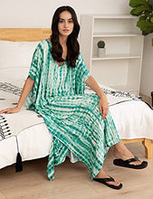 Load image into Gallery viewer, Bsubseach Women Kaftan Dresses Half Sleeve Plus Size Bathing Suit Cover Ups Tie Dye Lake Blue Caftan Dresses
