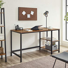 Load image into Gallery viewer, VASAGLE Computer Desk, 55-Inch Writing Desk, with 2 Shelves on Left or Right, Stable Steel Frame, Easy Assembly, Rustic Brown and Black ULWD55X
