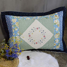 Load image into Gallery viewer, KASENTEX 100% Cotton Sham Floral Patchwork Design, Soft &amp; Machine Washable, Two Standard Shams 20x26, Coastal Blue
