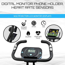 Load image into Gallery viewer, Folding Exercise Bike with 10-Level Adjustable Magnetic Resistance | Upright and Recumbent Foldable Stationary Bike is the Perfect Workout Bike for Home Use for Men, Women, and Seniors (Black/Blue)
