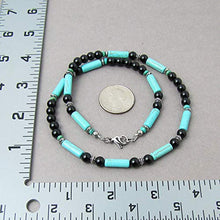 Load image into Gallery viewer, Blue Magnesite, Black Onyx, and Turquoise Mens Gemstone Necklace - Handcrafted in USA (22 inches)
