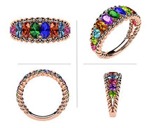 Load image into Gallery viewer, NANA Oval Rope Mothers Ring 1 to 12 Simulated Birthstones - Sterling Silver -Rose Plated-Size 5
