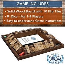 Load image into Gallery viewer, WE Games 4 Player Shut The Box Dice Board Game - Walnut Stained Wood - Large Coffee Table Size - 14 Inches, for Family and Adult Game Night Play in Classroom, Home or Bar
