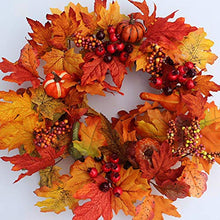 Load image into Gallery viewer, SHANSHAN Fall Wreath 17inch Thanksgiving Day tmas Decor Ornament Wall Hanging Garlands Harvest Gift for Front Door Rattan Base Handcrafted Holiday Artificial Maple Leaves
