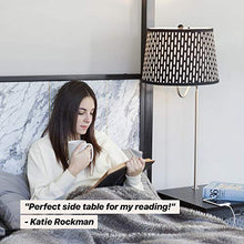 Load image into Gallery viewer, Brightech Madison - Narrow Nightstand with Built in Lamp, USB Port &amp; Shelves for Bedrooms - Mid Century Modern End Table &amp; Attached Floor Lamp for Living Rooms - Side Table &amp; Reading Light - Black
