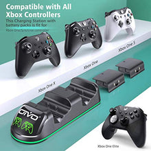 Load image into Gallery viewer, OIVO Xbox One Controller Charger, Dual Charging Station with Updated LED Strap, Remote Charger Dock for Xbox One/S/X/Elite Controller - 2 Rechargeable Battery Packs Included
