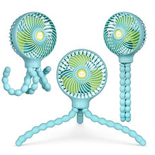 Load image into Gallery viewer, WiHoo Mini Handheld Stroller Fan,2600mAh Personal Portable Car Seat Baby Fan with Flexible Tripod,USB or Battery Powered Desk Fan Adjustable 3 Speeds for Camping/Traveling
